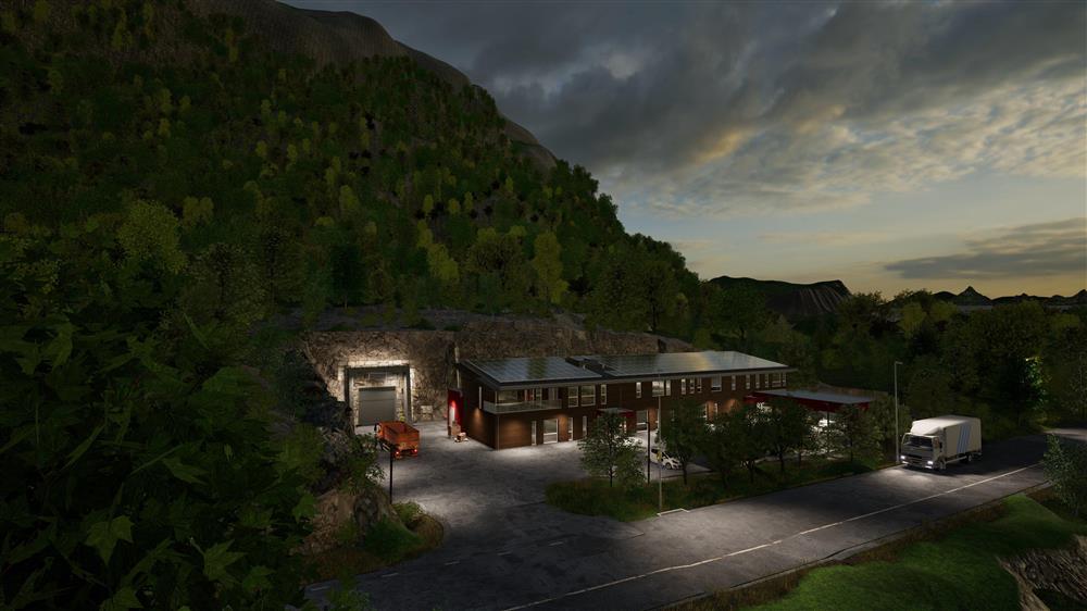 Hus og landskap - Klikk for stort bilete