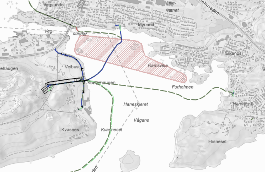 Kart over Vegsundvågen - Klikk for stort bilete